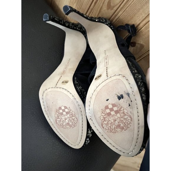 VINCE CAMUTO JOELLA Black Suede Embellished EVENING Sandals 9 - Picture 7 of 10